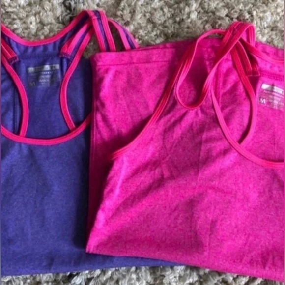 Bundle of 3 exercise racerback tank tops. Pink, purple, & racerback. All size M - Picture 9 of 14